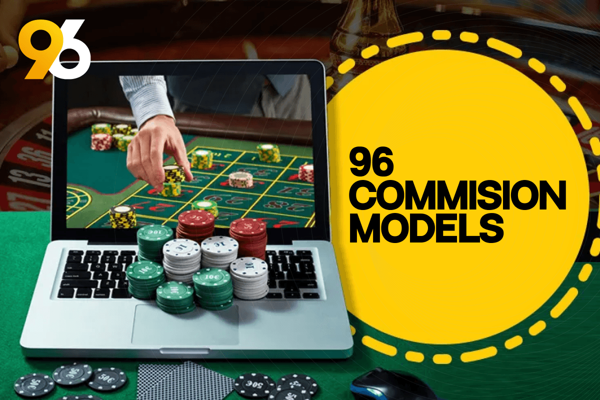 What types of commission models are offered by 96 (CPA, RevShare, Hybrid)?